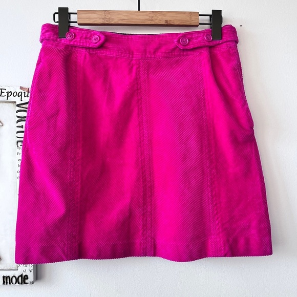 Charter Club New Preppy Fuchsia Pink Corduroy Mini A-line Skirt Size 8 - Picture 1 of 6
